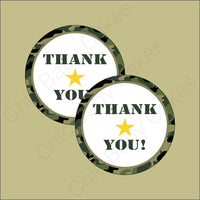 Green Camouflage Army Thank You Tags
