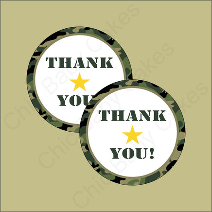 Green Camouflage Army Thank You Tags