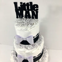 Little Man 3-Tier Diaper Cake Centerpiece - Black, White
