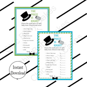 Printable Little Man Baby Shower Game Pack - Turquoise & Lime