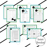 Turquoise & Lime Little Man Baby Shower Games
