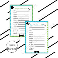 Printable Little Man Baby Shower Game Pack - Turquoise & Lime
