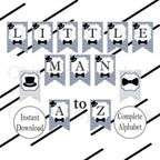 Navy & Gray Little Man Alphabet Banner