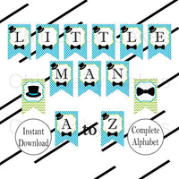 Little Man Banner, Turquoise & Lime Green
