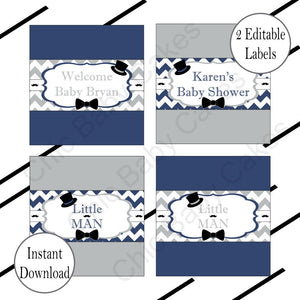Printable Little Man Decorations Pack - Navy & Gray