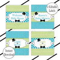 Little Man Candy Bar Wrappers, Turquoise & Lime Green

