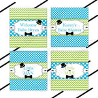 Turquoise & Lime Little Man Candy Bar Wrappers