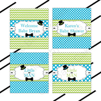 Turquoise & Lime Little Man Candy Bar Wrappers