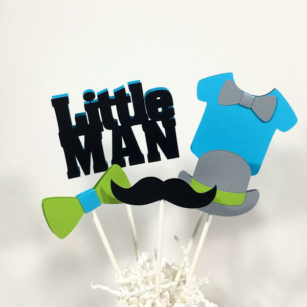 Turquoise and Lime Green Little Man Centerpiece Sticks