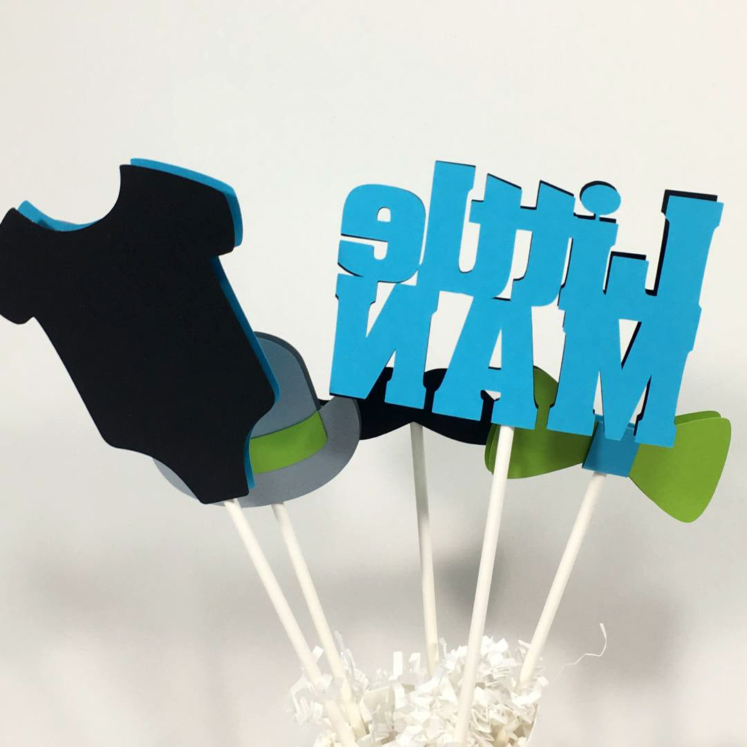 Little Man Centerpiece Sticks - Turquoise, Lime