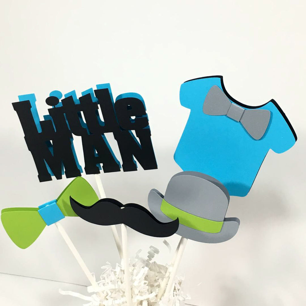 Little Man Centerpiece Sticks - Turquoise, Lime