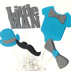 Little Man Centerpiece Sticks - Sky Blue, Gray