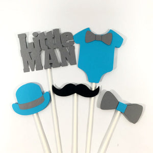 Little Man Centerpiece Sticks - Sky Blue, Gray