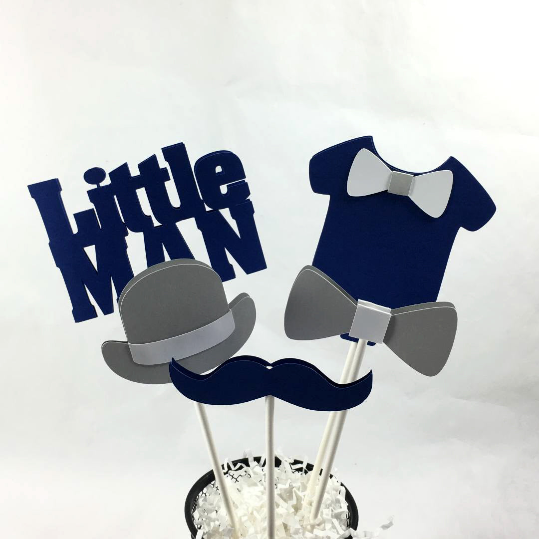 Little Man Centerpiece Sticks - Navy, Gray