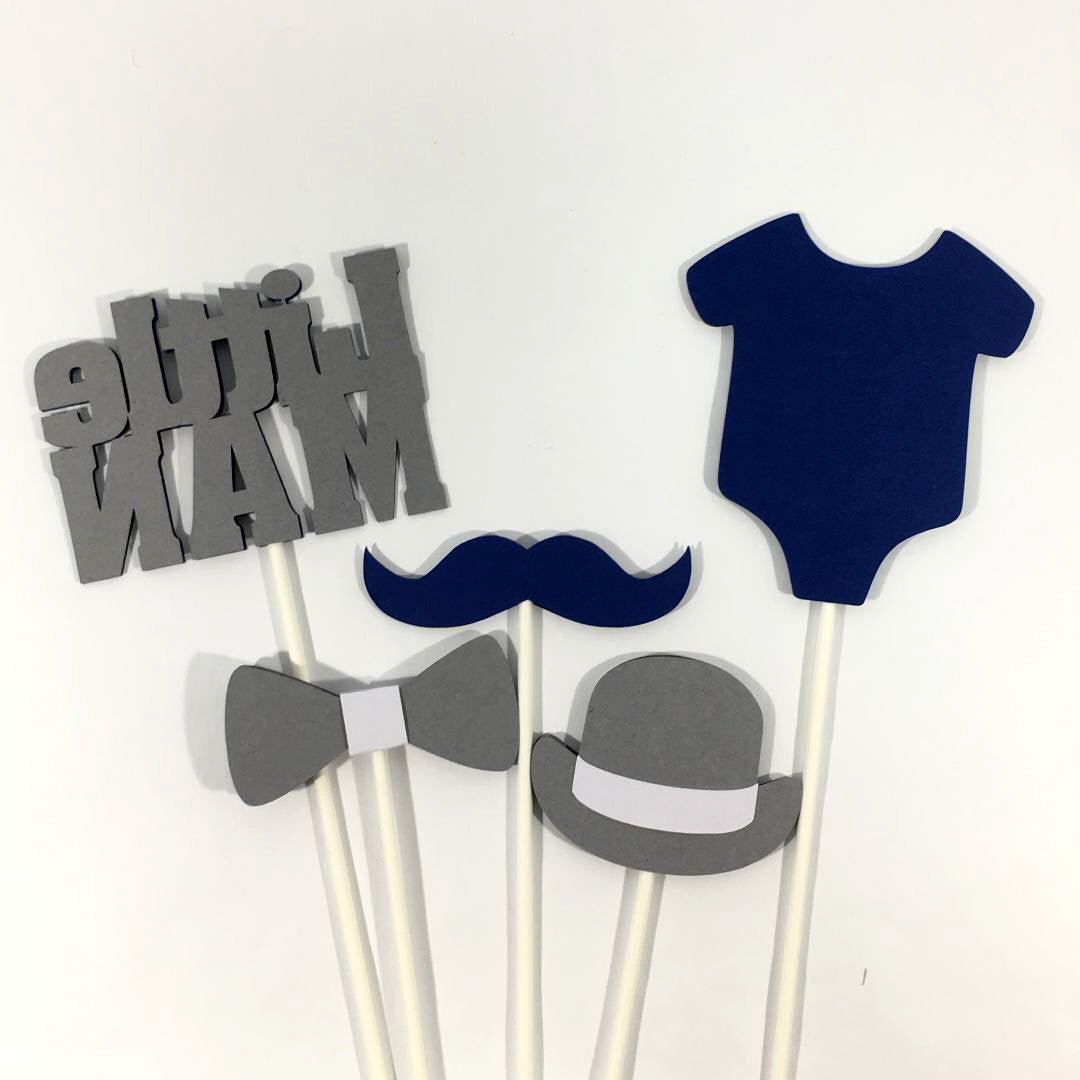 Little Man Centerpiece Sticks - Navy, Gray
