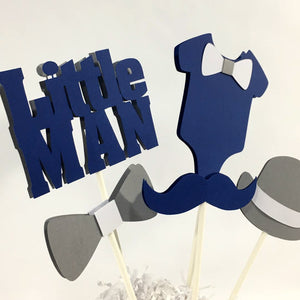 Little Man Centerpiece Sticks - Navy, Gray