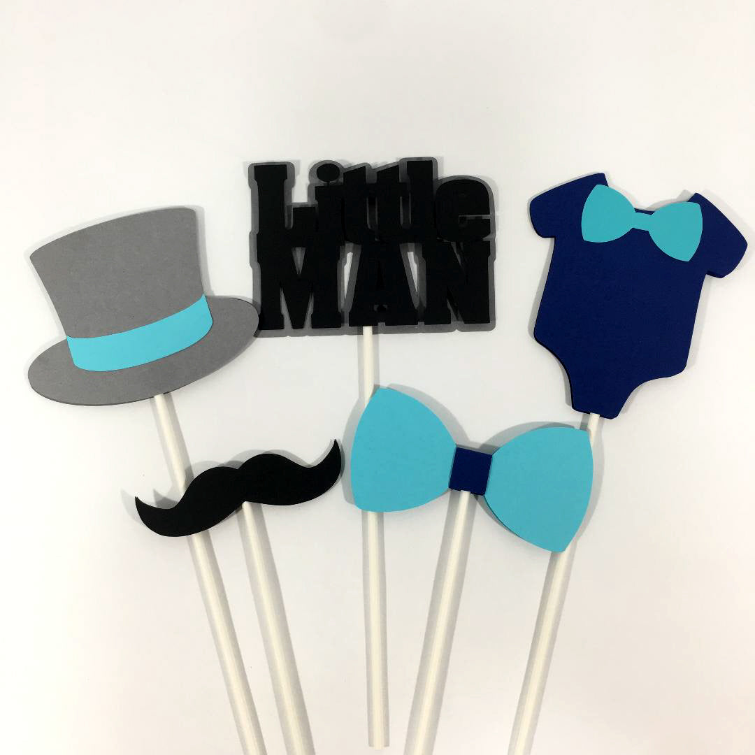 Little Man Centerpiece Sticks - Navy, Turquoise, Black