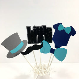 Navy, Gray, & Sky Blue Little Man Centerpiece Sticks