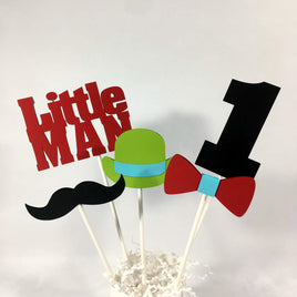 Red, Green, & Blue Little Man Centerpiece Sticks