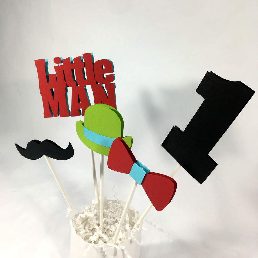 Little Man Birthday Centerpiece Sticks