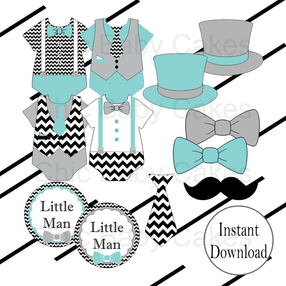 Teal & Gray Little Man Clipart Decorations