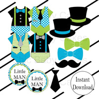 Blue, Green, & Black Little Man Diaper Cake Clipart

