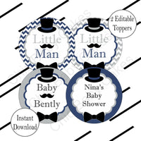Printable Little Man Decorations Pack - Navy & Gray