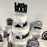 Little Man Diaper Cake Centerpieces - Black, White
