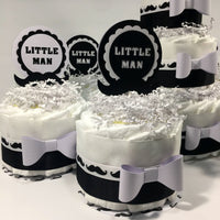 Little Man Diaper Cake Centerpieces - Black, White
