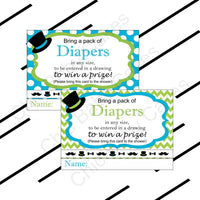 Turquoise & Lime Little Man Baby Shower Diaper Raffle Tickets
