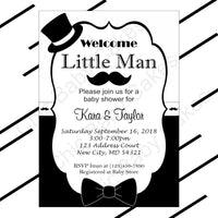 Black & White Little Man Baby Shower Invitation