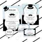 Light Blue & Black Little Man Baby Shower Invite Set