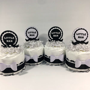 Black & White Little Man Mini Diaper Cakes