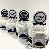 Black & White Little Man Mini Diaper Cake Centerpiece Set
