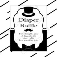 Black & White Little Man Baby Shower Diaper Raffle Sign
