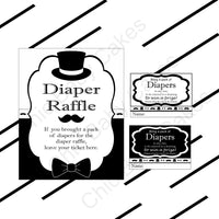 Black & White Little Man Baby Shower Diaper Raffle Set