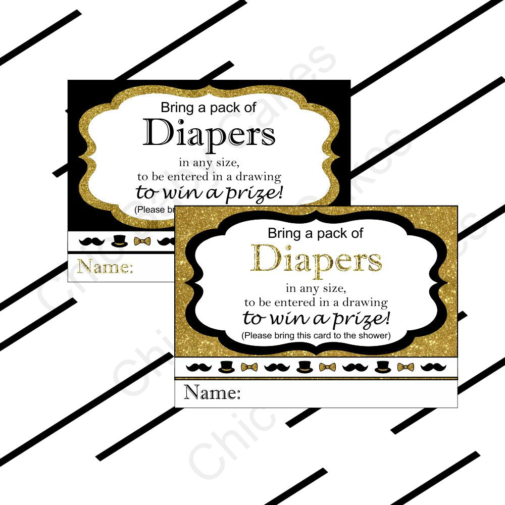 Black, Gold Little Man Invitation & Diaper Raffle| Nepheryn Party black-gold-little-man-invitation-diaper-raffle-nepheryn-party