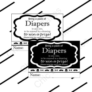 Black & White Little Man Baby Shower Diaper Raffle Tickets