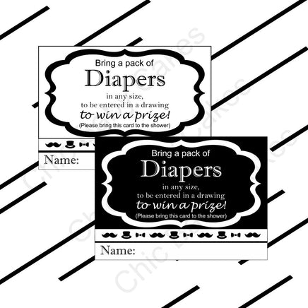 Black & White Little Man Baby Shower Diaper Raffle Tickets
