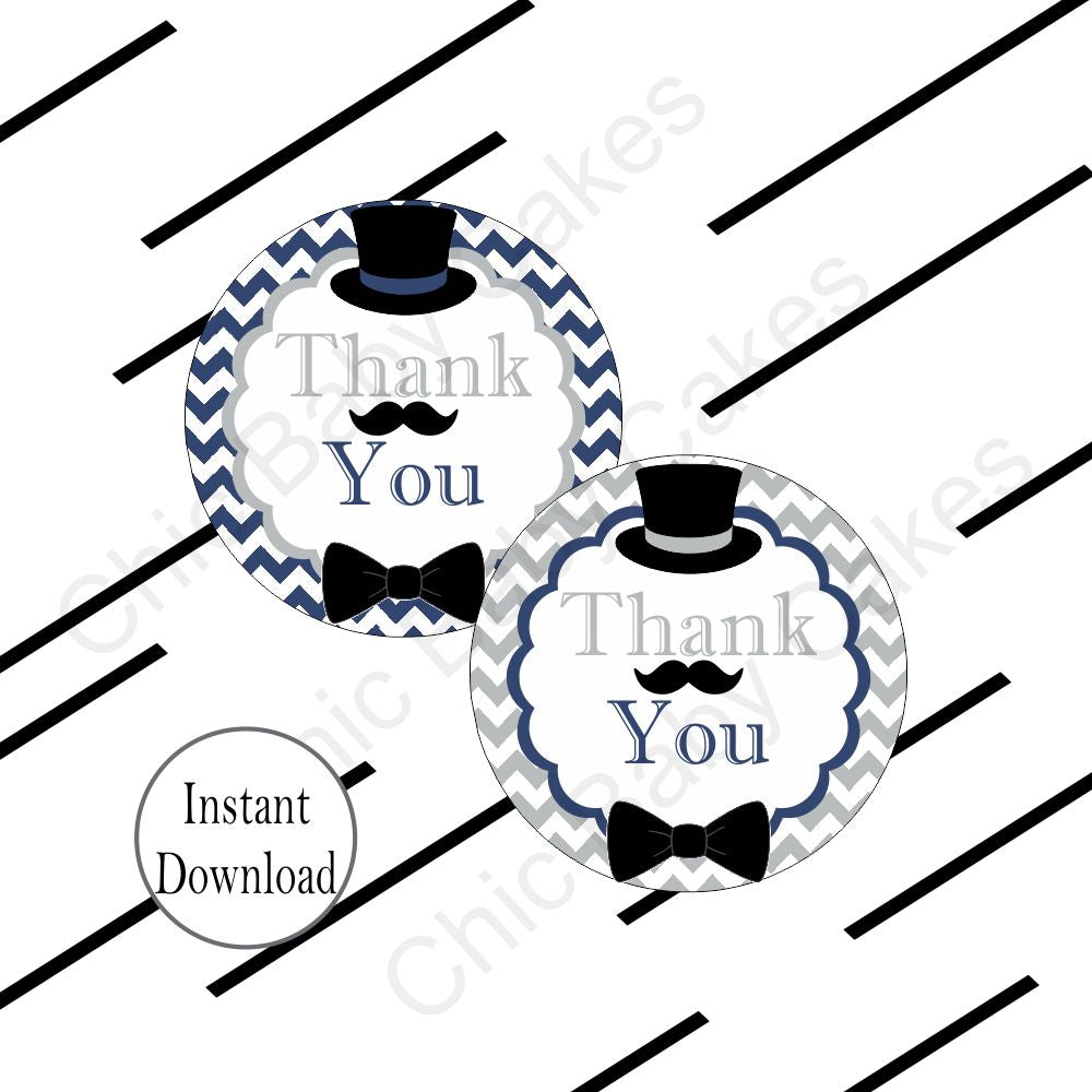 Printable Little Man Decorations Pack - Navy & Gray