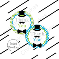 Little Man Thank You Tags, Turquoise & Lime Green
