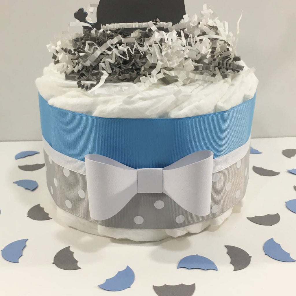 Little Peanut 1 Tier Diaper Cake, Blue & Gray
