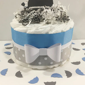 Little Peanut 1-Tier Diaper Cake - Blue & Gray