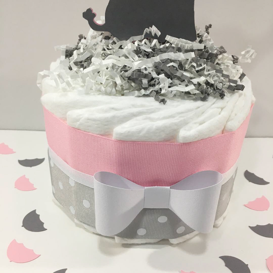 Little Peanut 1-Tier Diaper Cake - Pink & Gray