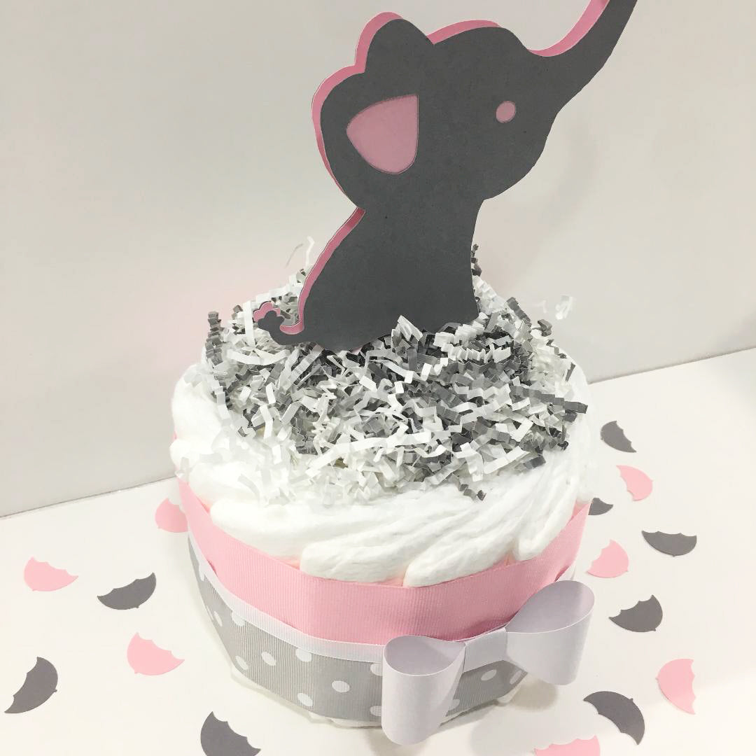 Little Peanut 1-Tier Diaper Cake - Pink & Gray