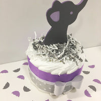 Little Peanut 1-Tier Diaper Cake - Purple & Gray