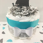 Little Peanut 1 Tier Diaper Cake, Teal, Gray