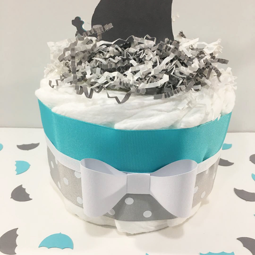 Little Peanut 1 Tier Diaper Cake, Teal, Gray