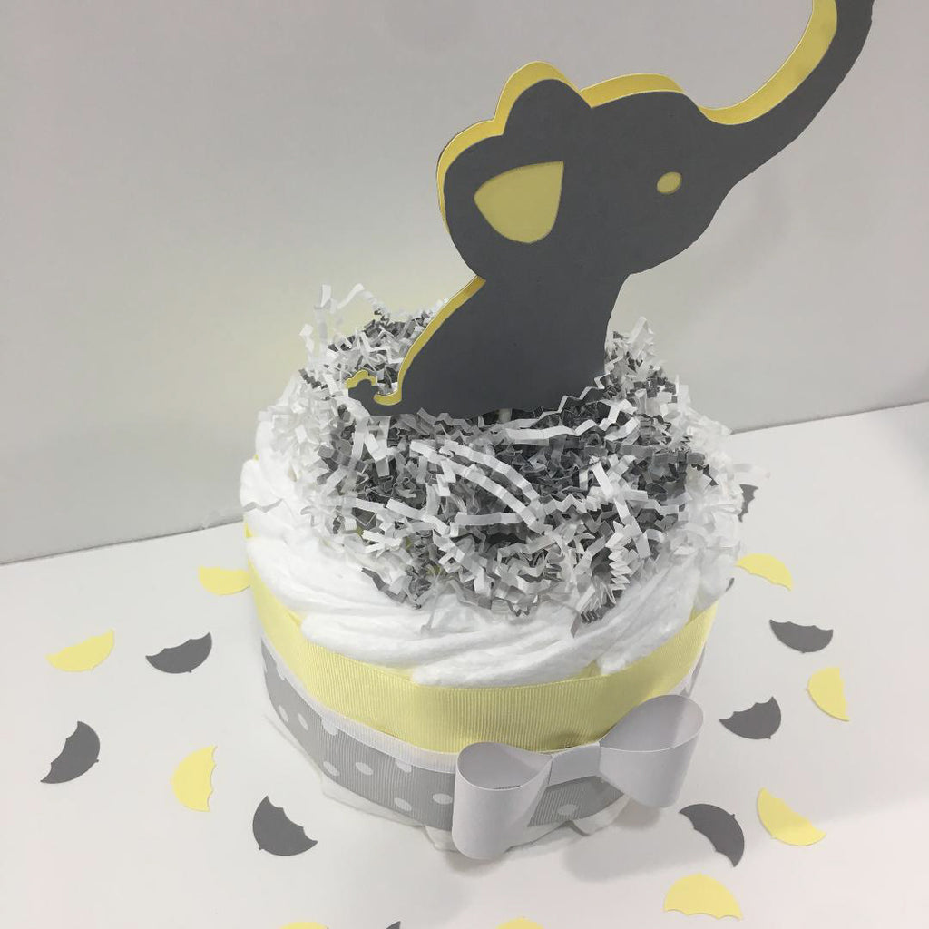 Little Peanut 1-Tier Diaper Cake - Yellow & Gray