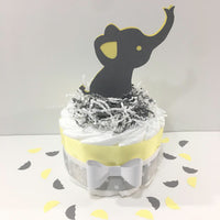 Yellow & Gray Elephant Baby Shower Diaper Cake